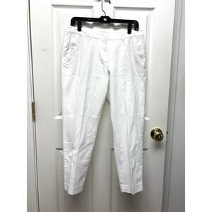 J.Jill White Pointelle Chino Pants, Stretch Cotton, Women's Size 8